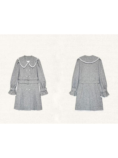 Vintage Doll Neck Long Sleeve Dress [s0000004419]