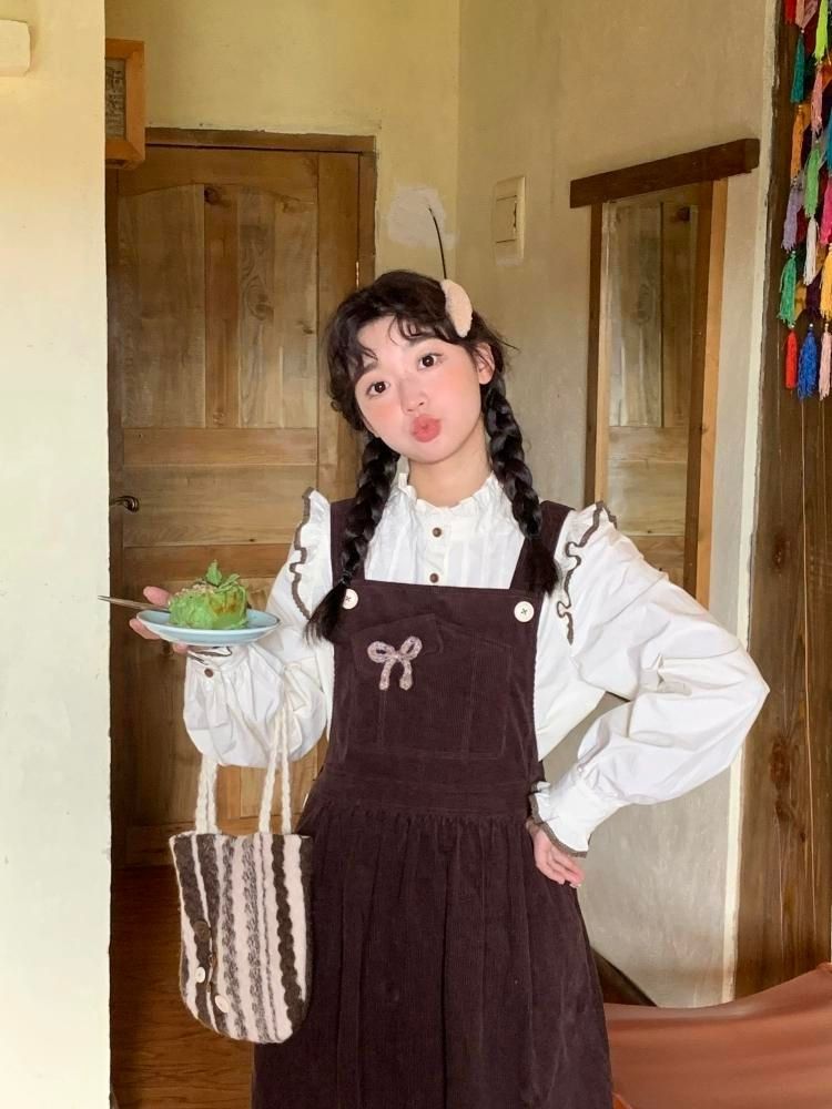 Corduroy Bow Pocket Sleeveless Vest Dress【s0000005887】