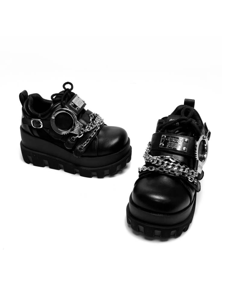 Y2K Handcuffs Velcro Platform SHOES [S0000008558]