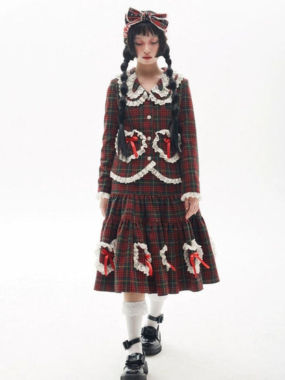 Retro cute Lolita skirt sweet girl tweed bustier [s0000004269]