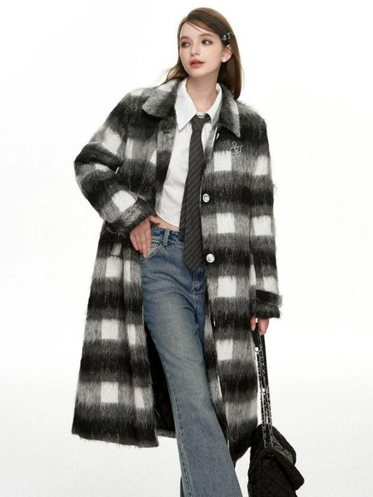 Plaid long coat【s0000004048】