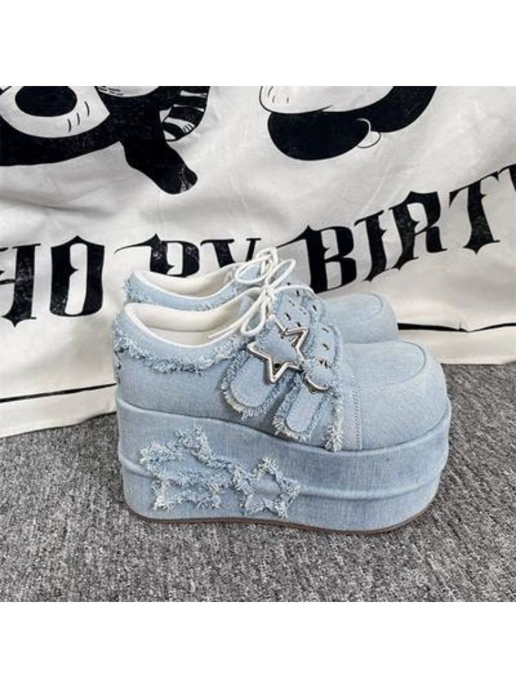 Original star denim platform shoes【s0000004040】