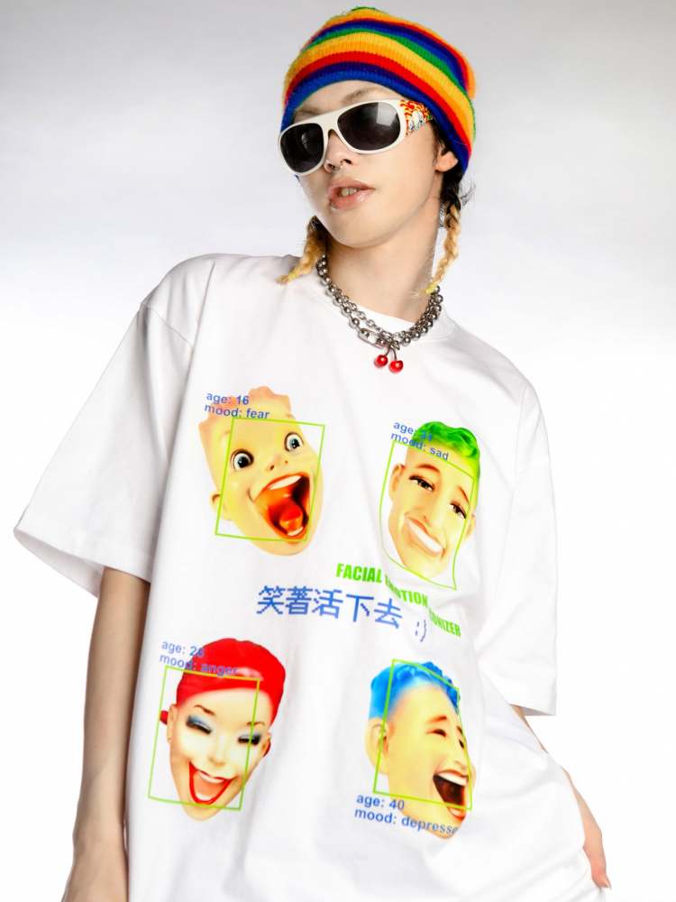 American Smile Over Size Round Neck T-Shirt【s0000008562】