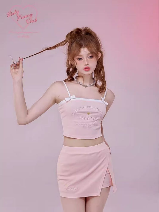 sma l kamisome ha lte r pan ts 스커트 세트 [S0000006609]