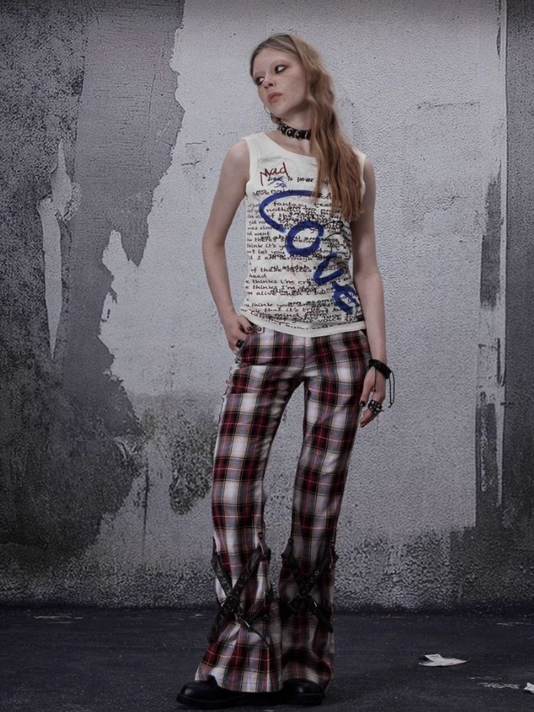 Printed Letter Sleeveless Vest T-Shirt [s0000006701]