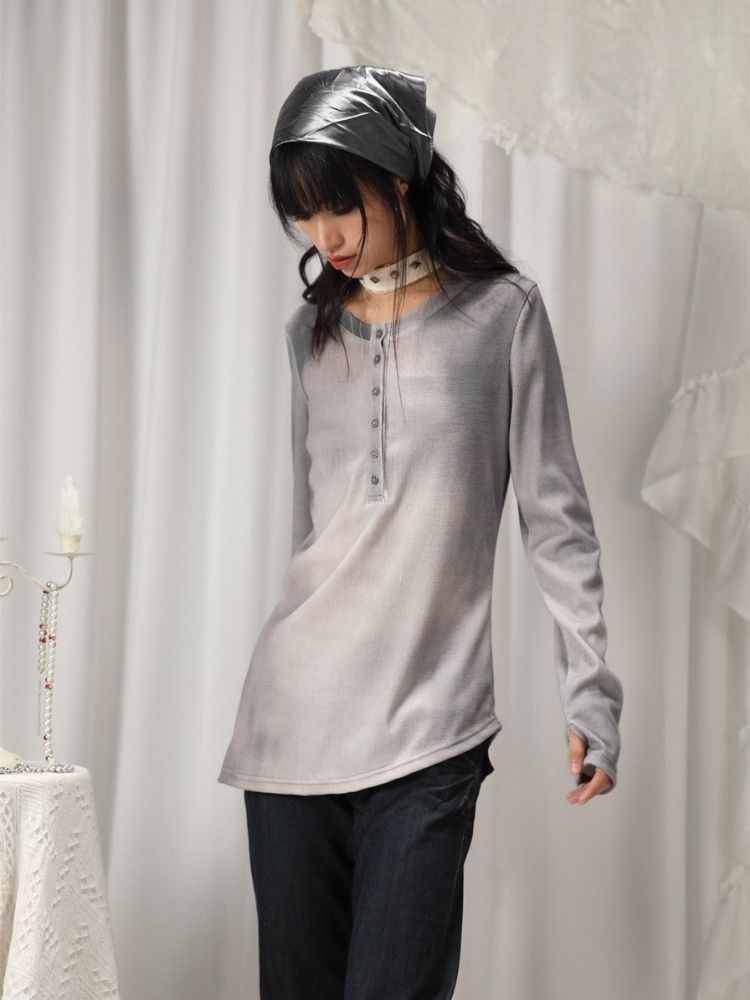 Retro Abstract Print Long Sleeve T-Shirt【s0000005752】