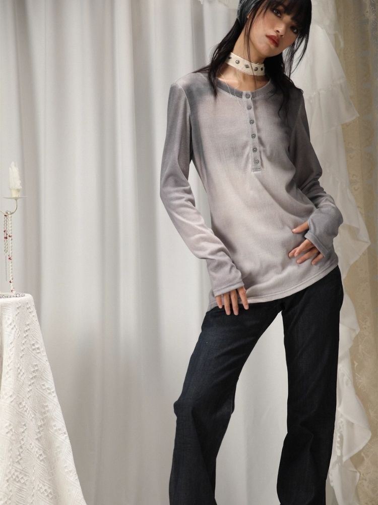 Retro Abstract Print Long Sleeve T-Shirt【s0000005752】