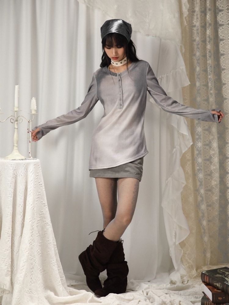 Retro Abstract Print Long Sleeve T-Shirt【s0000005752】