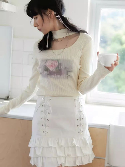 로맨틱 Swoosh Ambiance 장미 인쇄 스웨터 [S0000006251]