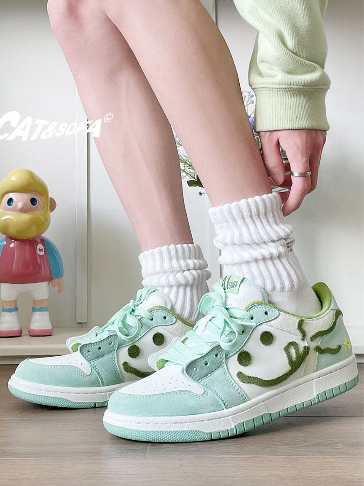 Gluttonous Cat Lace Up Sneakers Mint Green【s0000002564】