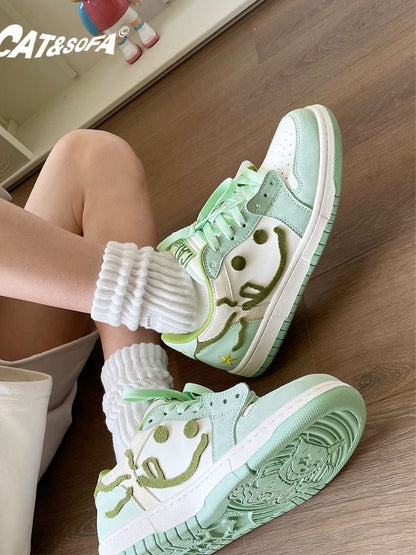 Gluttonous Cat Lace Up Sneakers Mint Green【s0000002564】