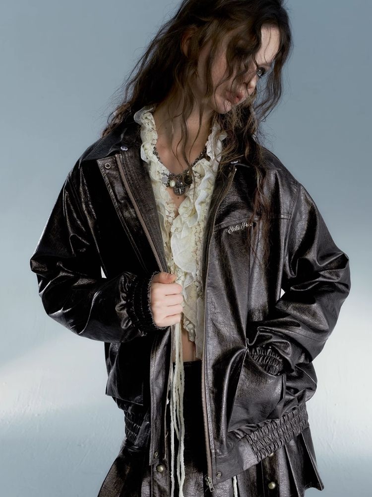 Detachable fur faux leather jacket【s0000004083】