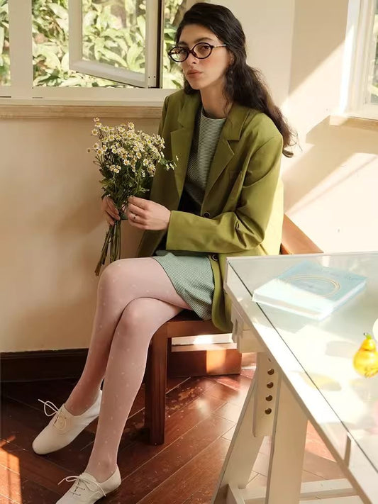 Green Literary Loose Suit Jacket [s0000007485]