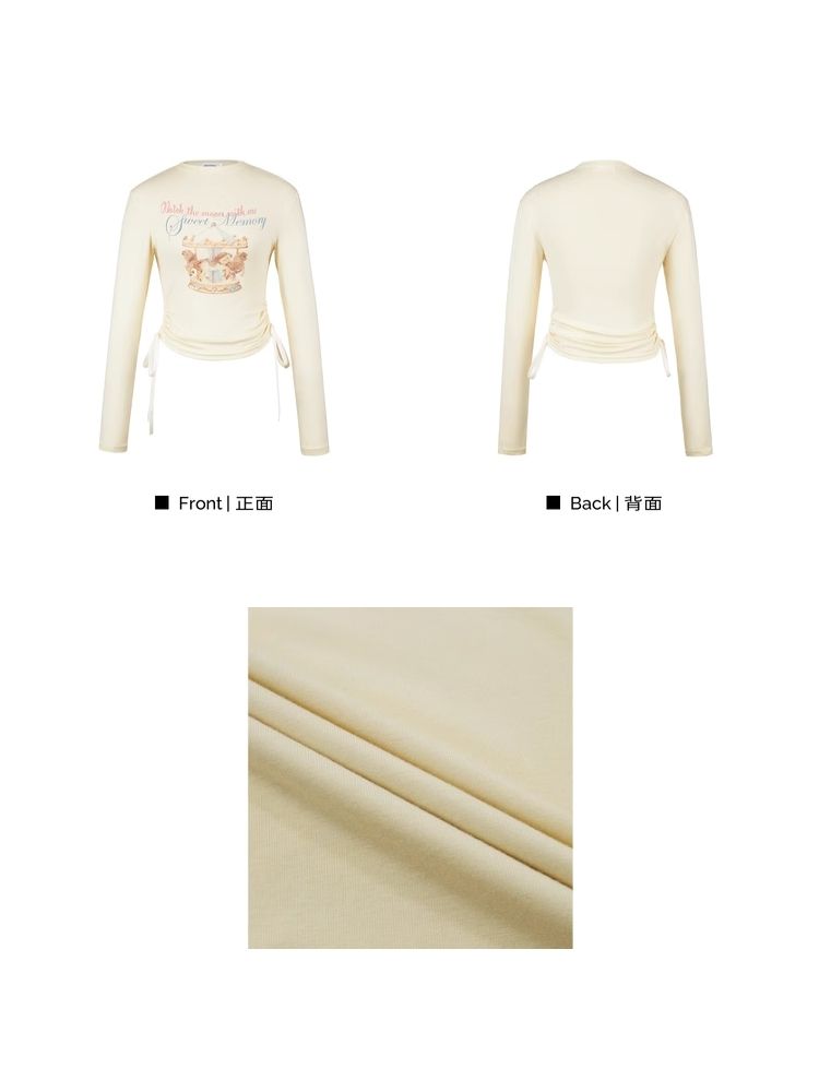 Short lace-up printed long-sleeved T-shirt【s0000006315】