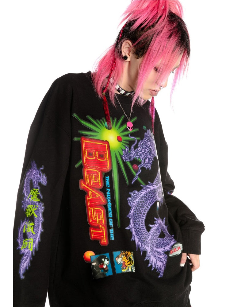 Y2K Punk Hong Kong Style Dragon rint Loose Sweat / Galaxy Bag [s0000003889]