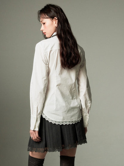 Lace Stitch Waist Slim Shirt【s0000003201】