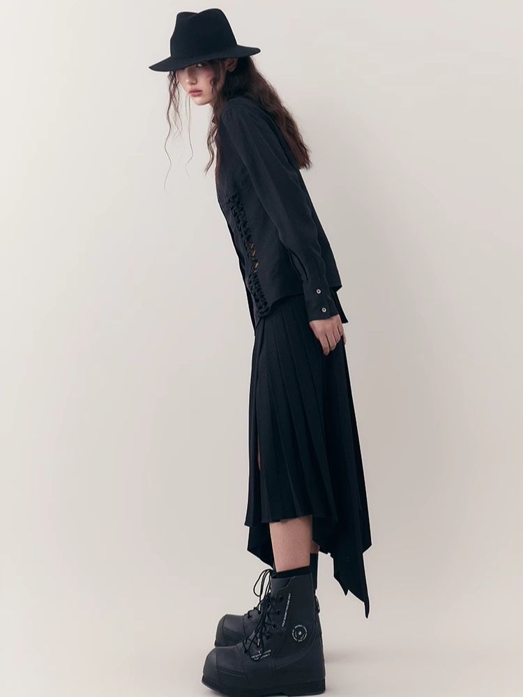 Standing Collar Design Niche Tencel Shirt【s0000006387】