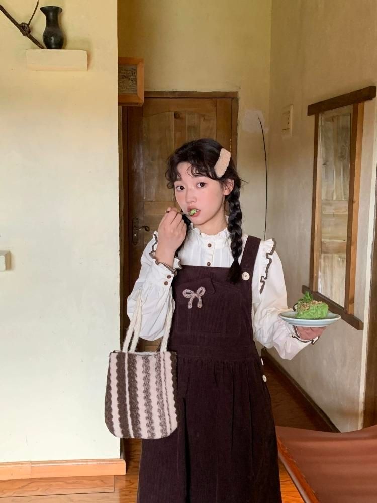 Corduroy Bow Pocket Sleeveless Vest Dress【s0000005887】