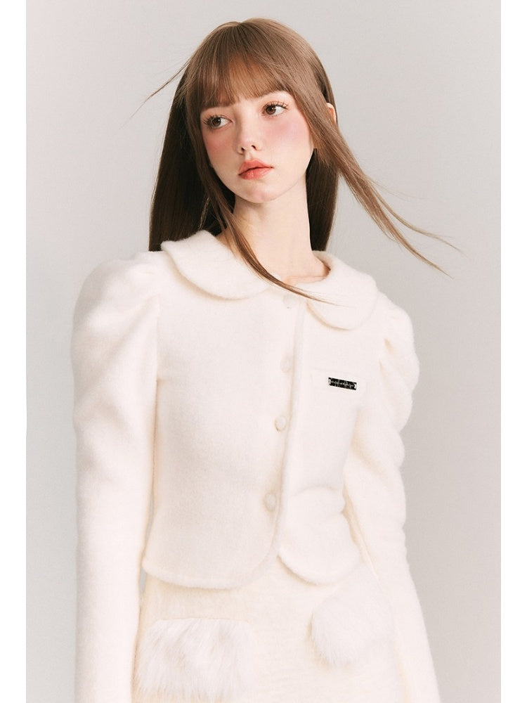 Fluffy Doll Collar Fur Cardigan Jacket [s0000003860]