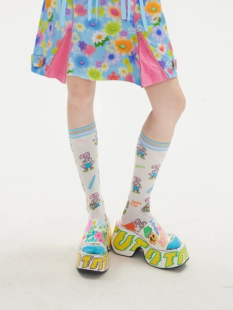 tntntutu - Kawaii Blue Houndstooth Lamb Print Skirt