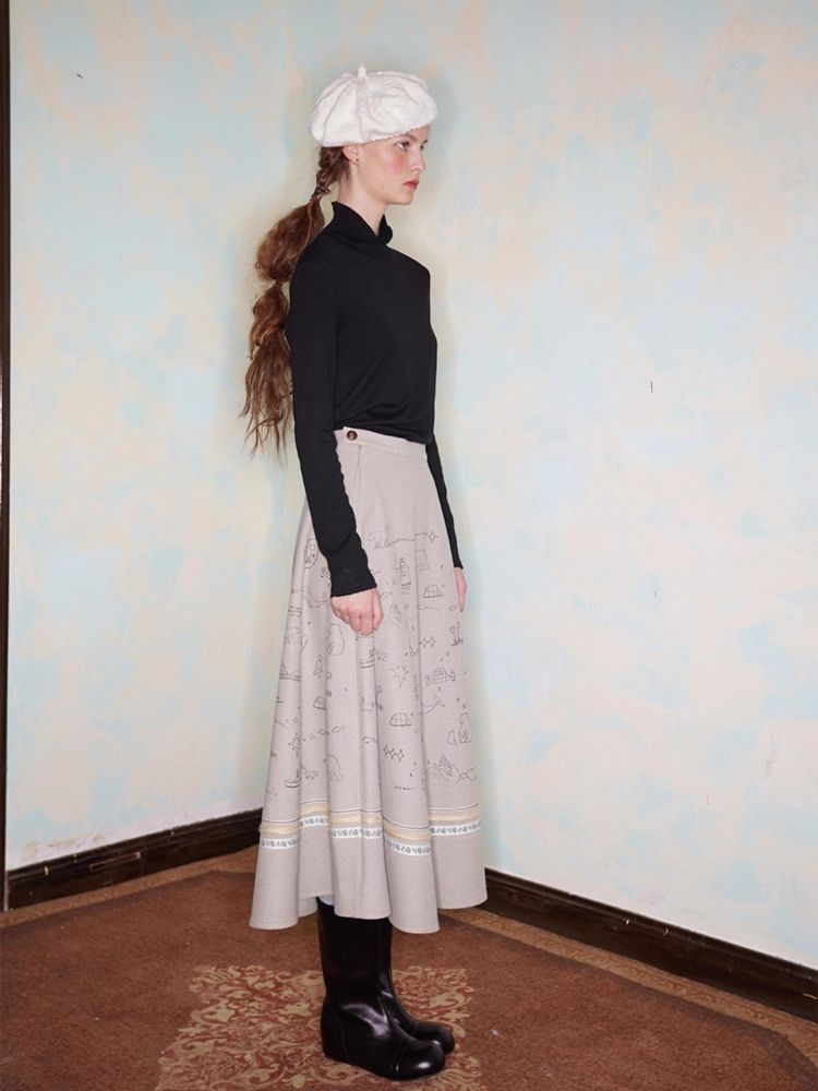 Embroidery / Printed Big Pendulum Skirt【s0000005910】