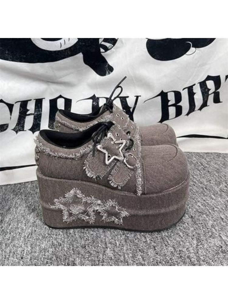 Original star denim platform shoes【s0000004040】