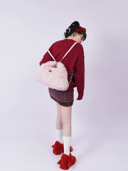 Large-capacity double shoulder fur bag 【s0000003474】