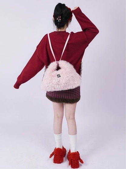 Large-capacity double shoulder fur bag 【s0000003474】