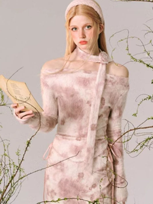 Floral One Neck Top and Half Skirt Set【s0000005605】