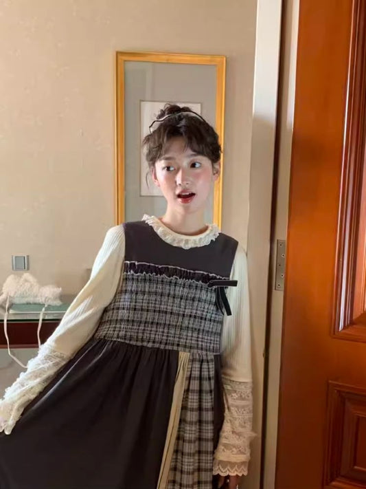 Round Neck Designer Color Clash Dress【s0000007474】