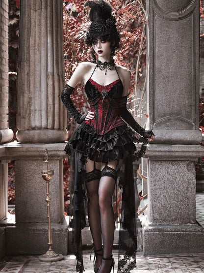 Gothic Velvet Halloween Suspender Dress Suit【s0000003241】