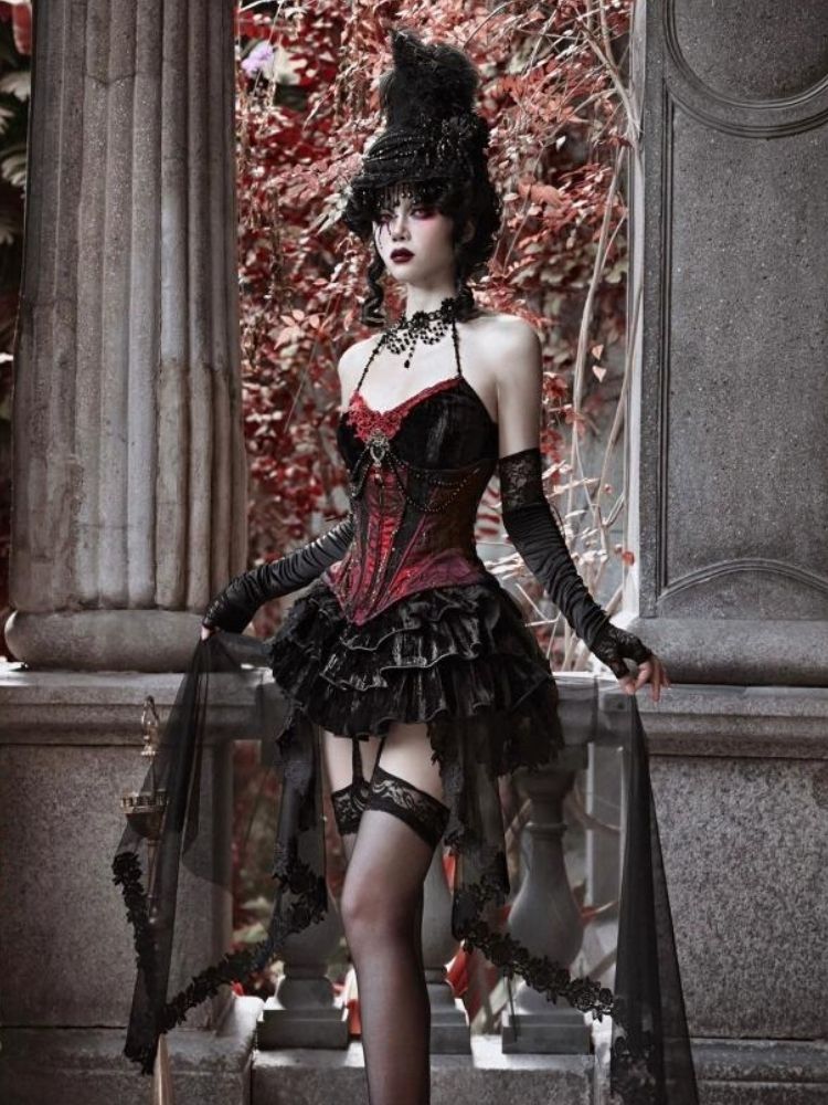 Gothic Velvet Halloween Suspender Dress Suit【s0000003241】