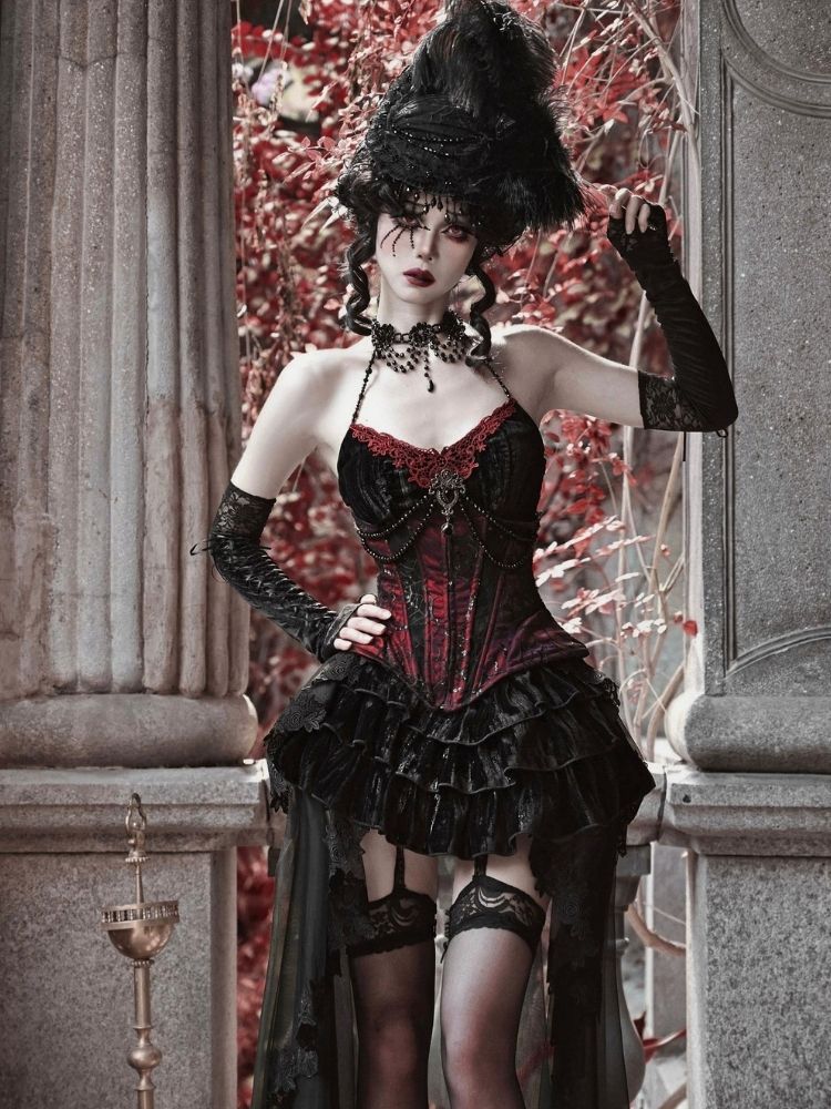 Gothic Velvet Halloween Suspender Dress Suit【s0000003241】