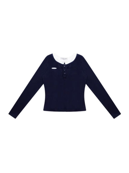 V-neck long-sleeved blouse【s0000006165】