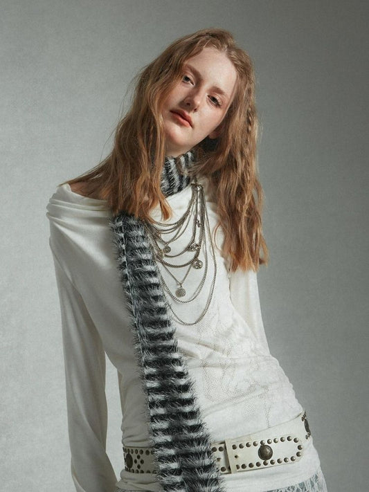 Pullover Asymmetry Print T-Shirt [s0000003409]