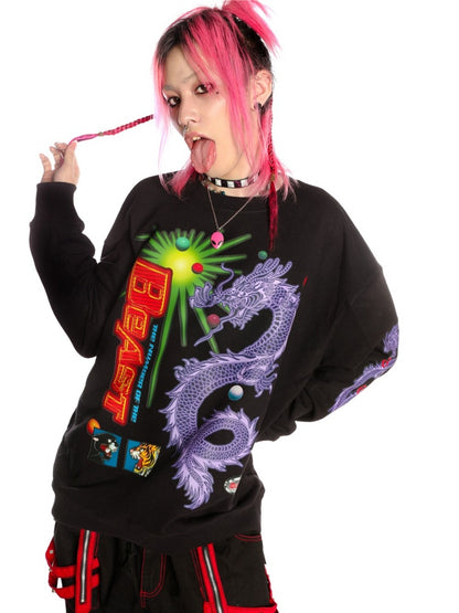 Y2K Punk Hong Kong Style Dragon rint Loose Sweat / Galaxy Bag [s0000003889]