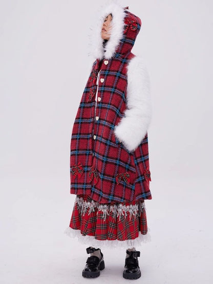 Red plaid christmas retro coat【s0000004035】