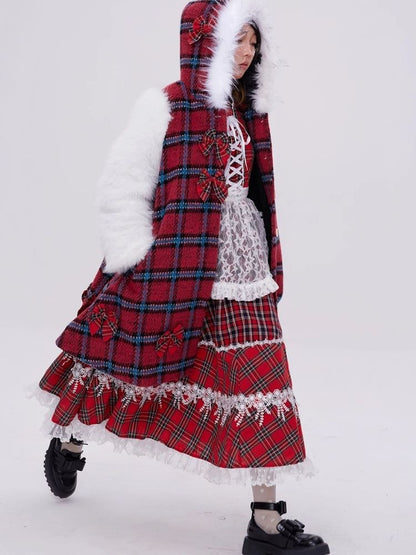 Red plaid christmas retro coat【s0000004035】