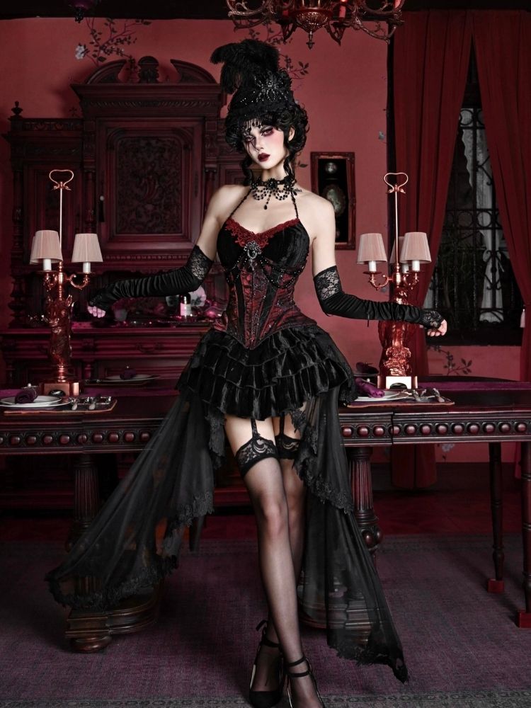 Gothic Velvet Halloween Suspender Dress Suit【s0000003241】