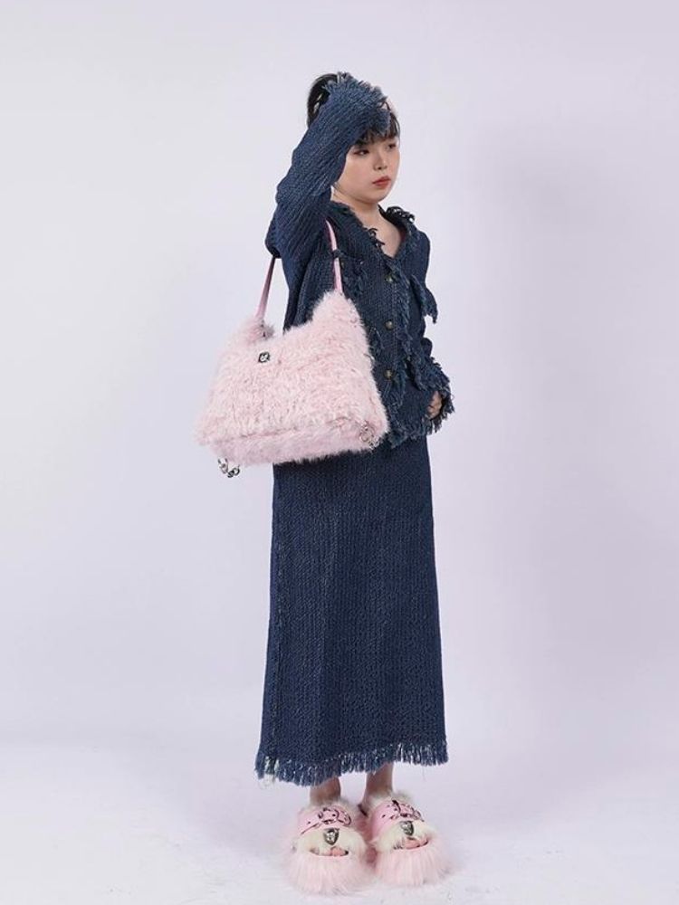 Large-capacity double shoulder fur bag 【s0000003474】