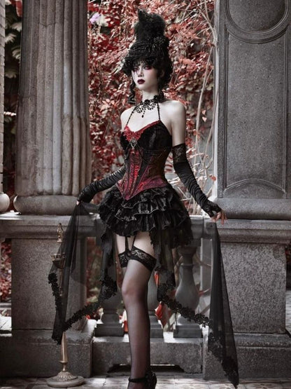 Gothic Velvet Halloween Suspender Dress Suit【s0000003241】