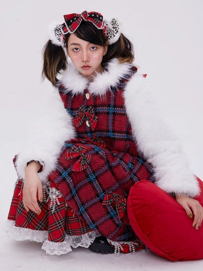 Red plaid christmas retro coat【s0000004035】