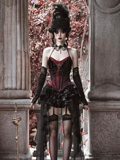 Gothic Velvet Halloween Suspender Dress Suit【s0000003241】