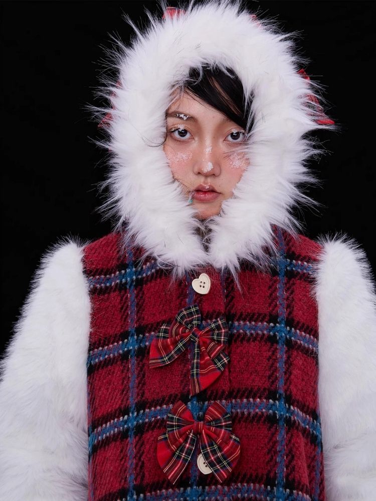 Red plaid christmas retro coat【s0000004035】