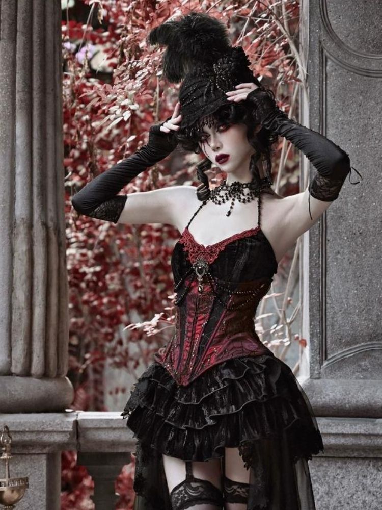 Gothic Velvet Halloween Suspender Dress Suit【s0000003241】