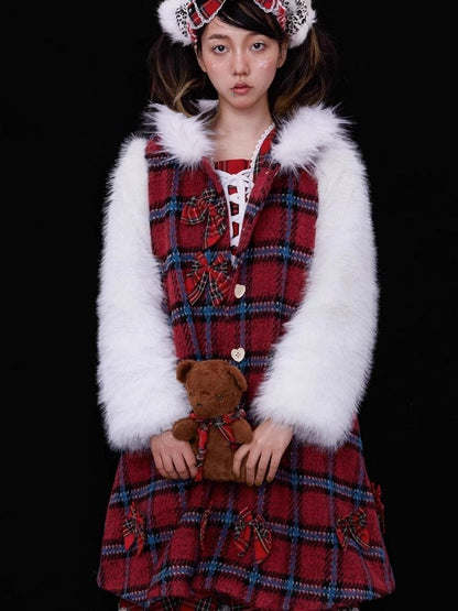 Red plaid christmas retro coat【s0000004035】