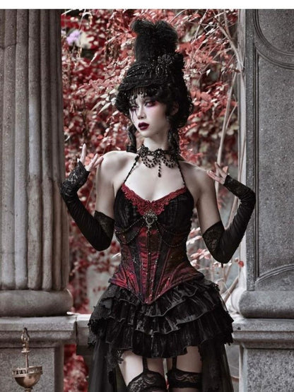 Gothic Velvet Halloween Suspender Dress Suit【s0000003241】