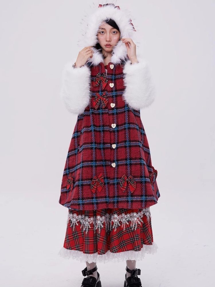 Red plaid christmas retro coat【s0000004035】