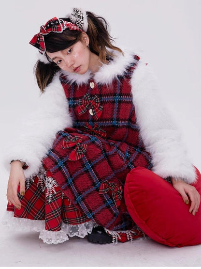 Red plaid christmas retro coat【s0000004035】