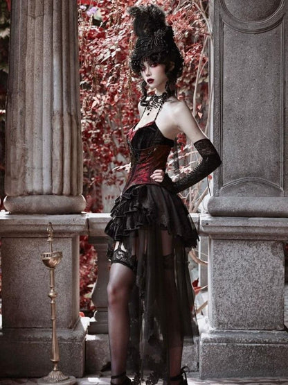 Gothic Velvet Halloween Suspender Dress Suit【s0000003241】